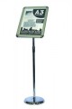 ADJUSTABLE HEIGHT. FRAME CAN ALSO ADJUST TO BE PORTRAIT OR LANDSCAPE. HOLDS AN A3 POSTER. STYLISH SHINY CHROME BASE.